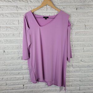 Alfani Womens Top 1X Plus Tunic Lavender Cold Shoulder Asymmetric PUR37E